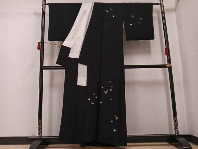 平和屋着物●訪問着　総刺繍　瓢箪　ほたる暈し　黒地　金糸　正絹　逸品　AABJ6227ph