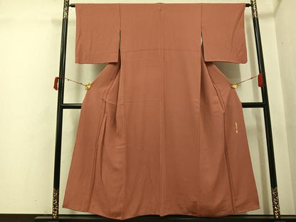 平和屋着物●本草木染作家　瑞鳳　色無地　土器色　正絹　逸品　AABJ6228ph