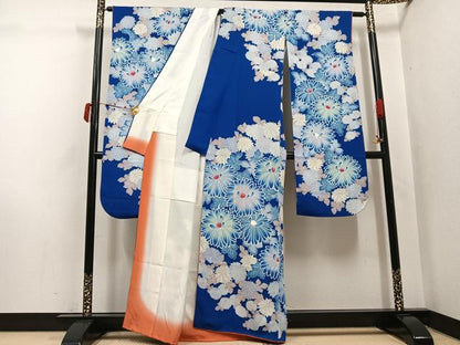 平和屋着物●豪華振袖　型染め　草花文　暈し染め　正絹　逸品　AABJ6231ph