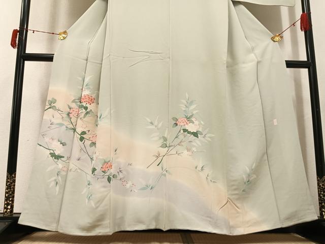 平和屋着物●訪問着　友禅　作家物　枝花文　暈し染め　正絹　逸品　AABJ6232ph