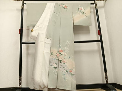 平和屋着物●訪問着　友禅　作家物　枝花文　暈し染め　正絹　逸品　AABJ6232ph
