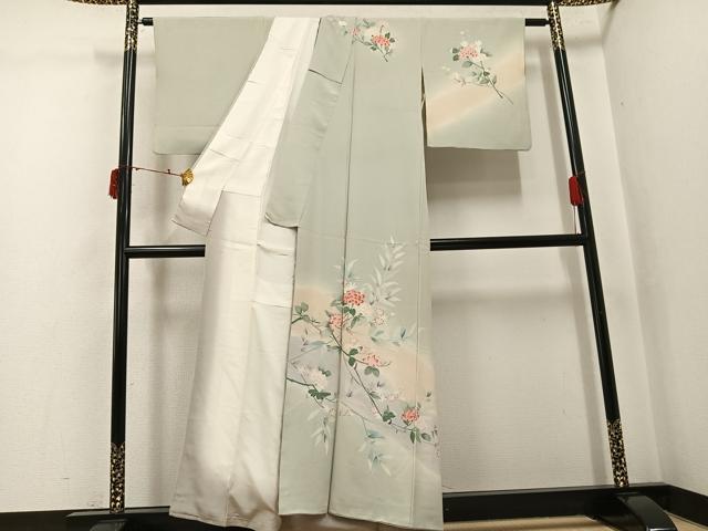 平和屋着物●訪問着　友禅　作家物　枝花文　暈し染め　正絹　逸品　AABJ6232ph