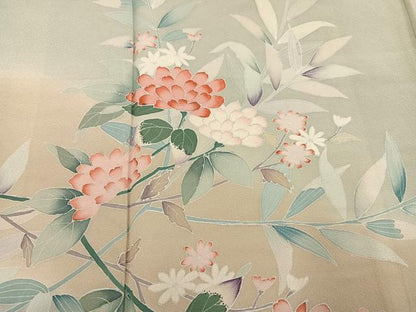 平和屋着物●訪問着　友禅　作家物　枝花文　暈し染め　正絹　逸品　AABJ6232ph