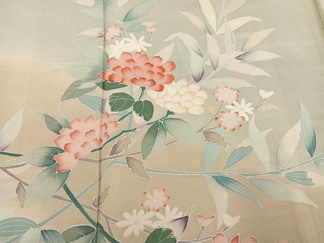 平和屋着物●訪問着　友禅　作家物　枝花文　暈し染め　正絹　逸品　AABJ6232ph