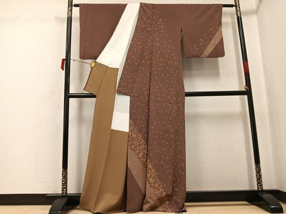 平和屋着物●訪問着　花唐草文　金彩　正絹　逸品　AABJ6235ph