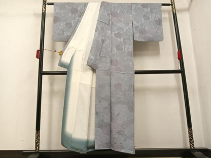 平和屋着物●上質な小紋　地紋起こし　草花文　正絹　逸品　AABJ6237ph