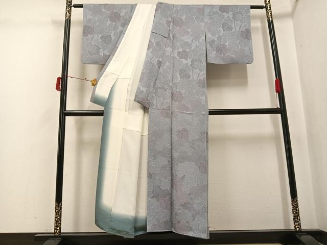 平和屋着物●上質な小紋　地紋起こし　草花文　正絹　逸品　AABJ6237ph