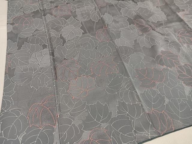 平和屋着物●上質な小紋　地紋起こし　草花文　正絹　逸品　AABJ6237ph
