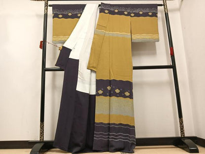 平和屋着物●訪問着　絞り　梅　正絹　逸品　AABJ6238ph