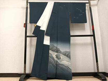 平和屋着物●訪問着　立波飛鳥文　暈し染め　正絹　逸品　AABJ6241ph