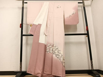 平和屋着物●訪問着　刺繍　薔薇　バラ　暈し染め　正絹　逸品　AABJ6242ph