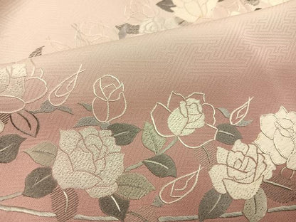 平和屋着物●訪問着　刺繍　薔薇　バラ　暈し染め　正絹　逸品　AABJ6242ph