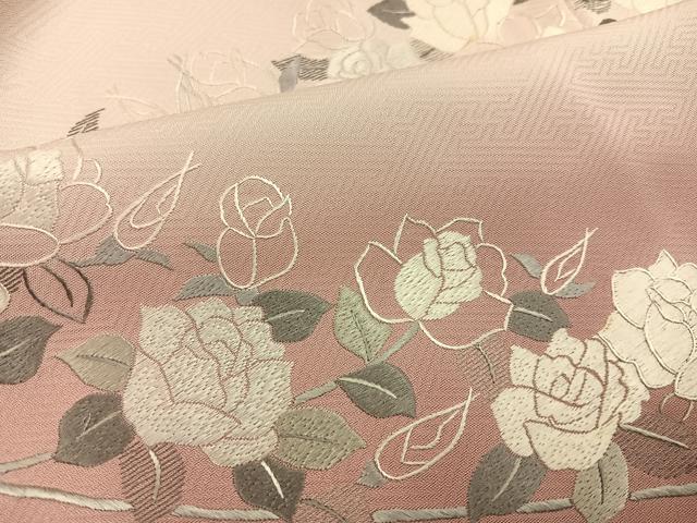 平和屋着物●訪問着　刺繍　薔薇　バラ　暈し染め　正絹　逸品　AABJ6242ph