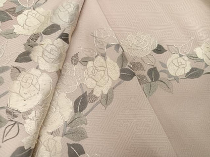 平和屋着物●訪問着　刺繍　薔薇　バラ　暈し染め　正絹　逸品　AABJ6242ph