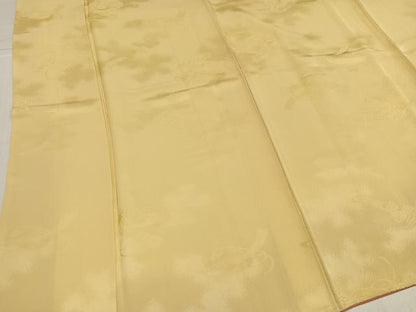 平和屋着物●上質な色無地　草花地紋　砥粉色　正絹　逸品　AABJ6245ph