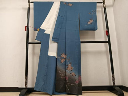 平和屋着物●染色作家　草野一騎　訪問着　紫陽花　暈し染め　金彩　正絹　逸品　AABJ6247ph