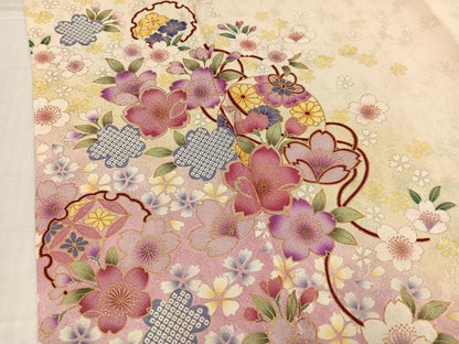 平和屋着物●豪華振袖　舞花文　暈し染め　金彩　正絹　逸品　AABJ6249ph