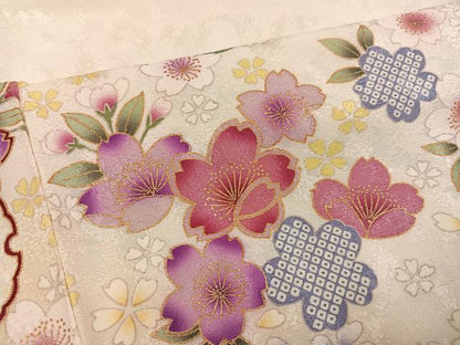 平和屋着物●豪華振袖　舞花文　暈し染め　金彩　正絹　逸品　AABJ6249ph