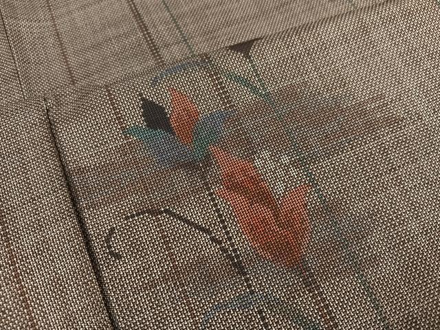 平和屋着物●本場大島紬　カタス9マルキ　草花文　正絹　逸品　未使用　AABJ6250ph