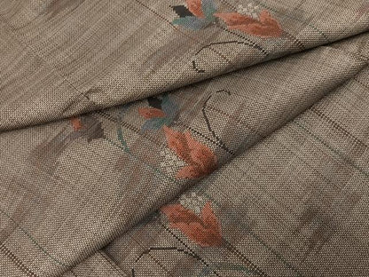 平和屋着物●本場大島紬　カタス9マルキ　草花文　正絹　逸品　未使用　AABJ6250ph