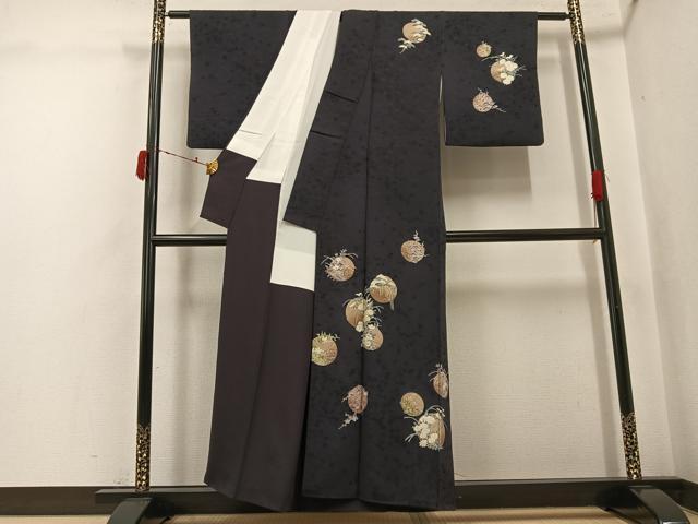 平和屋着物●訪問着　草花文　金彩　正絹　逸品　AABJ6251ph