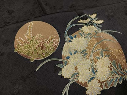 平和屋着物●訪問着　草花文　金彩　正絹　逸品　AABJ6251ph