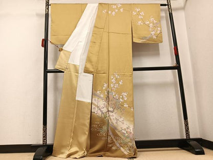 平和屋着物●訪問着　御所車草花文　暈し染め　金銀彩　さが美扱い　正絹　逸品　AABJ6254ph