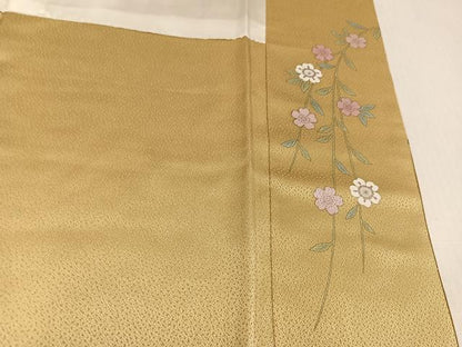 平和屋着物●訪問着　御所車草花文　暈し染め　金銀彩　さが美扱い　正絹　逸品　AABJ6254ph