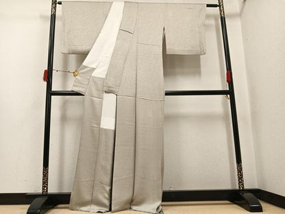 平和屋着物●上質な色無地　白橡色　正絹　逸品　AABJ6260ph