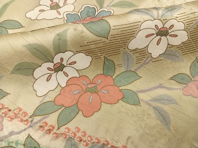 平和屋着物●訪問着　絞り　流水花文　暈し染め　金銀彩　正絹　逸品　AABJ6261ph