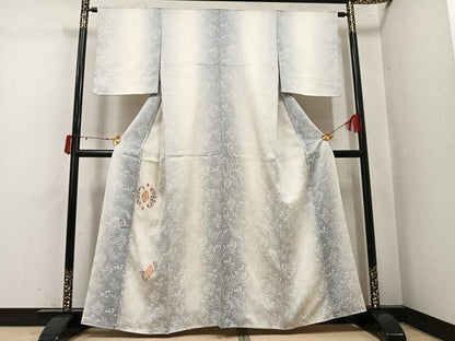平和屋着物●訪問着　刺繍　草花文　暈し染め　正絹　逸品　未使用　AABJ6264ph