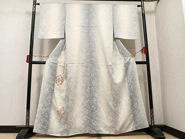 平和屋着物●訪問着　刺繍　草花文　暈し染め　正絹　逸品　未使用　AABJ6264ph