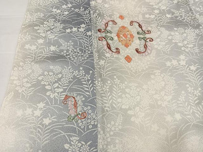 平和屋着物●訪問着　刺繍　草花文　暈し染め　正絹　逸品　未使用　AABJ6264ph