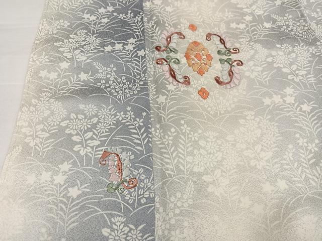 平和屋着物●訪問着　刺繍　草花文　暈し染め　正絹　逸品　未使用　AABJ6264ph