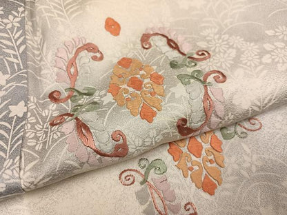 平和屋着物●訪問着　刺繍　草花文　暈し染め　正絹　逸品　未使用　AABJ6264ph