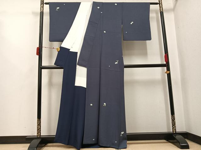 平和屋着物●上質な小紋　友禅　作家物　眞美　草花文　正絹　逸品　AABJ6269ph