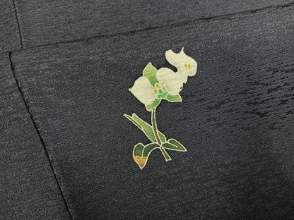 平和屋着物●上質な小紋　友禅　作家物　眞美　草花文　正絹　逸品　AABJ6269ph
