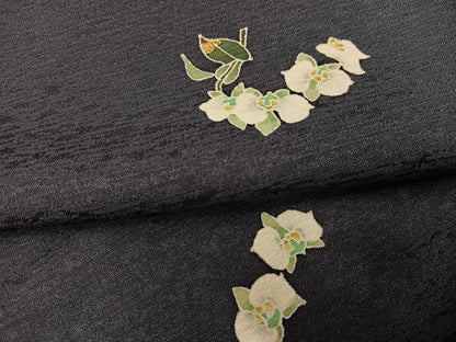 平和屋着物●上質な小紋　友禅　作家物　眞美　草花文　正絹　逸品　AABJ6269ph