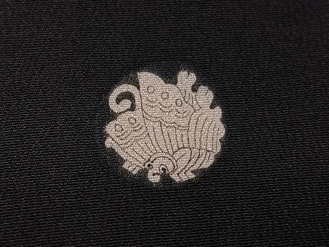 平和屋着物●アンティーク　大正ロマン　黒留袖　駒刺繍　群れ鶴花文　金彩　正絹　逸品　AABJ6270ph
