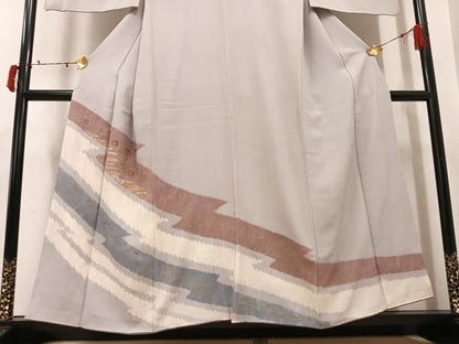 平和屋着物●訪問着　絞り　刺繍　草花文　金彩　正絹　逸品　AABJ6271ph