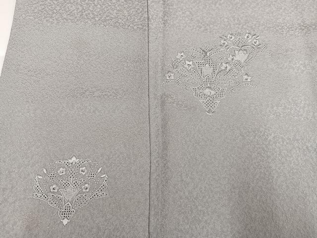 平和屋着物●色留訪問着　中国三大刺繍　汕頭刺繍　スワトウ刺繍　草花地紋　蕎麦切色　正絹　逸品　AABJ6276ph