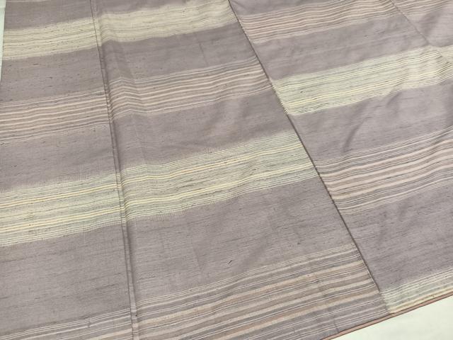 平和屋着物●熨斗目絣　特選草木染　反端付き　正絹　逸品　AABJ6280ph