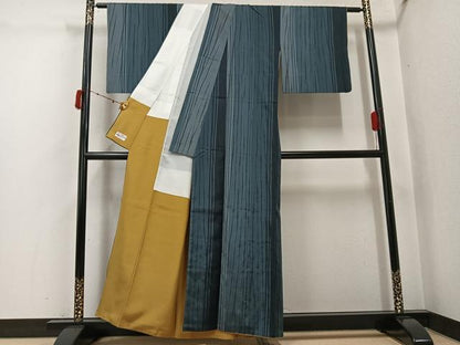 平和屋着物●本場大島紬　雲絞り　間道　やまと誂製　正絹　逸品　AABJ6281ph