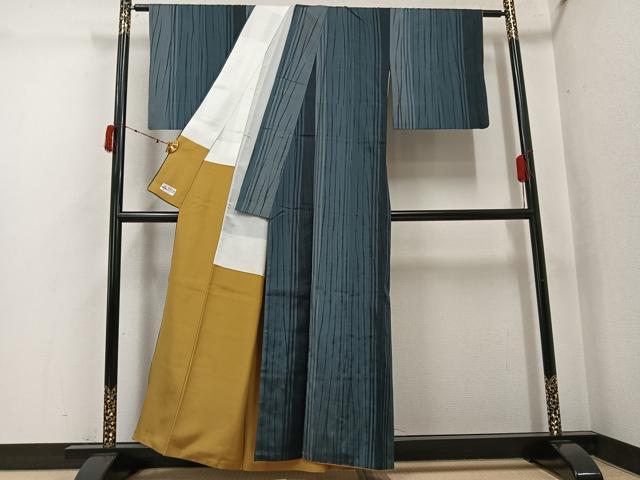 平和屋着物●本場大島紬　雲絞り　間道　やまと誂製　正絹　逸品　AABJ6281ph