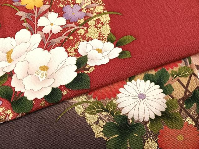 平和屋着物●豪華振袖　御所車文　暈し染め　金彩　正絹　逸品　AABJ6282ph
