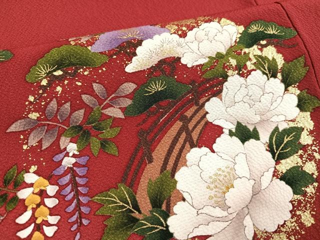 平和屋着物●豪華振袖　御所車文　暈し染め　金彩　正絹　逸品　AABJ6282ph