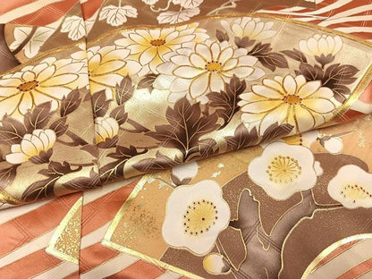 平和屋着物●豪華振袖　駒刺繍　地紙立波花文　金彩　上代28万　仮絵羽　逸品　未使用　AABJ6283ph