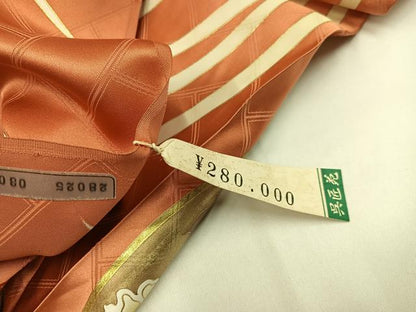 平和屋着物●豪華振袖　駒刺繍　地紙立波花文　金彩　上代28万　仮絵羽　逸品　未使用　AABJ6283ph