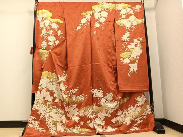 平和屋着物●豪華振袖　駒刺繍　霞花文　金彩　上代29万　仮絵羽　逸品　未使用　AABJ6284ph