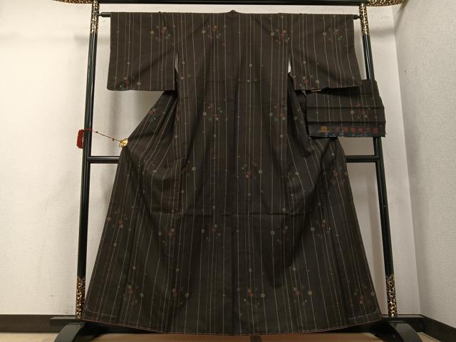 平和屋着物●本場大島紬　カタス7マルキ　間道　反端付き　正絹　逸品　未使用　AABJ6288ph
